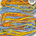 Handspun yarn in blue, orange, and yellow with 'Handspun in Northern Ireland' label.