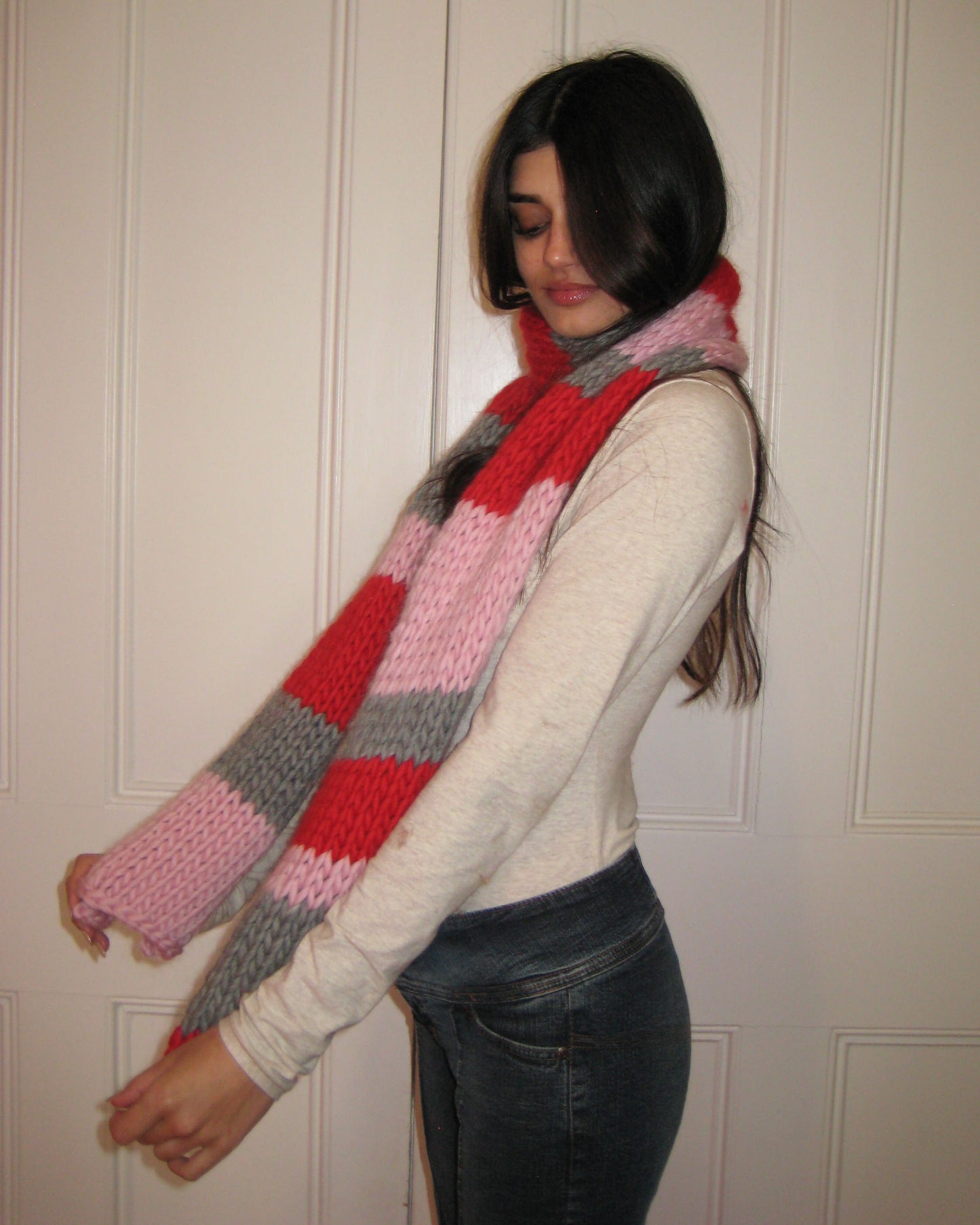 Athena Chunky Knit Scarf Knitting Pattern