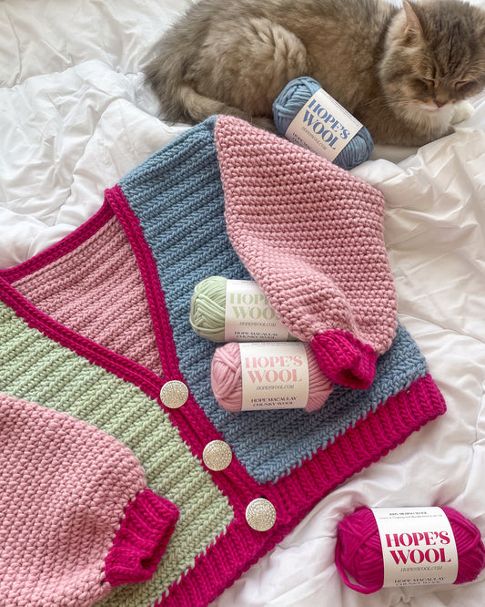 Mahum Crochets x Hope Macaulay Alice Chunky Cardigan Crochet Kit (Size M)