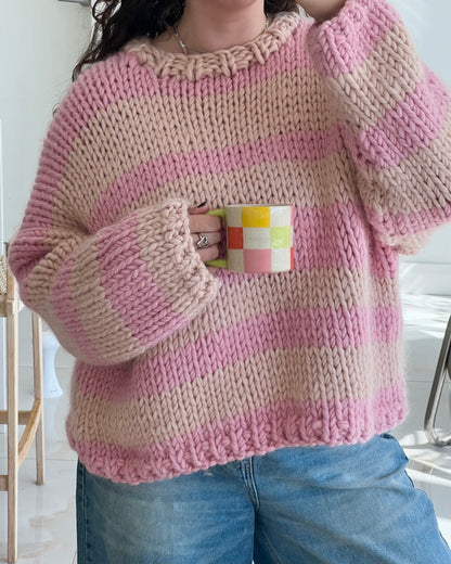 Super Chunky Knit Stripe Sweater Knitting Kit