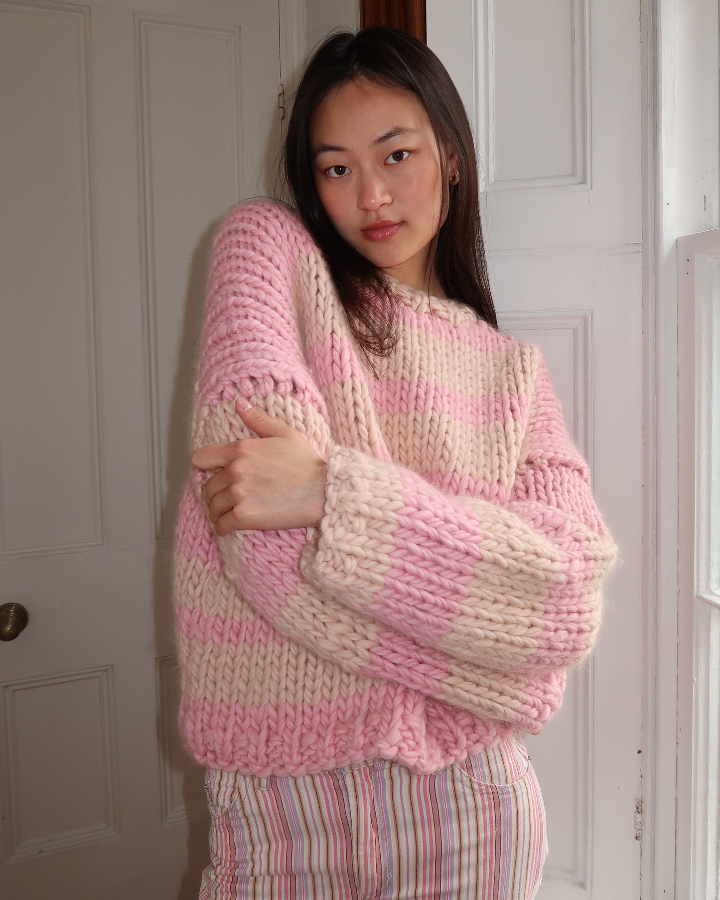 Super Chunky Knit Stripe Sweater Knitting Kit