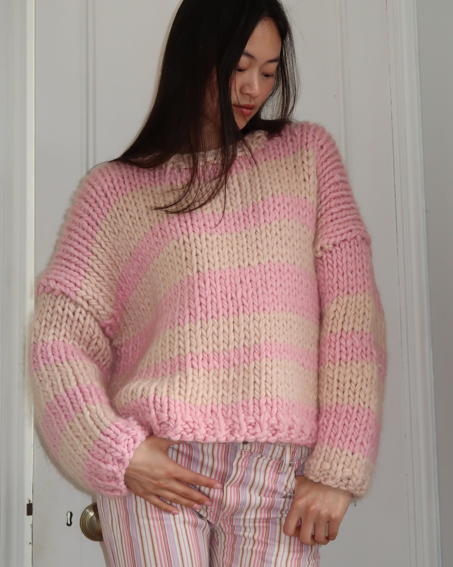 Super Chunky Knit Stripe Sweater Knitting Kit