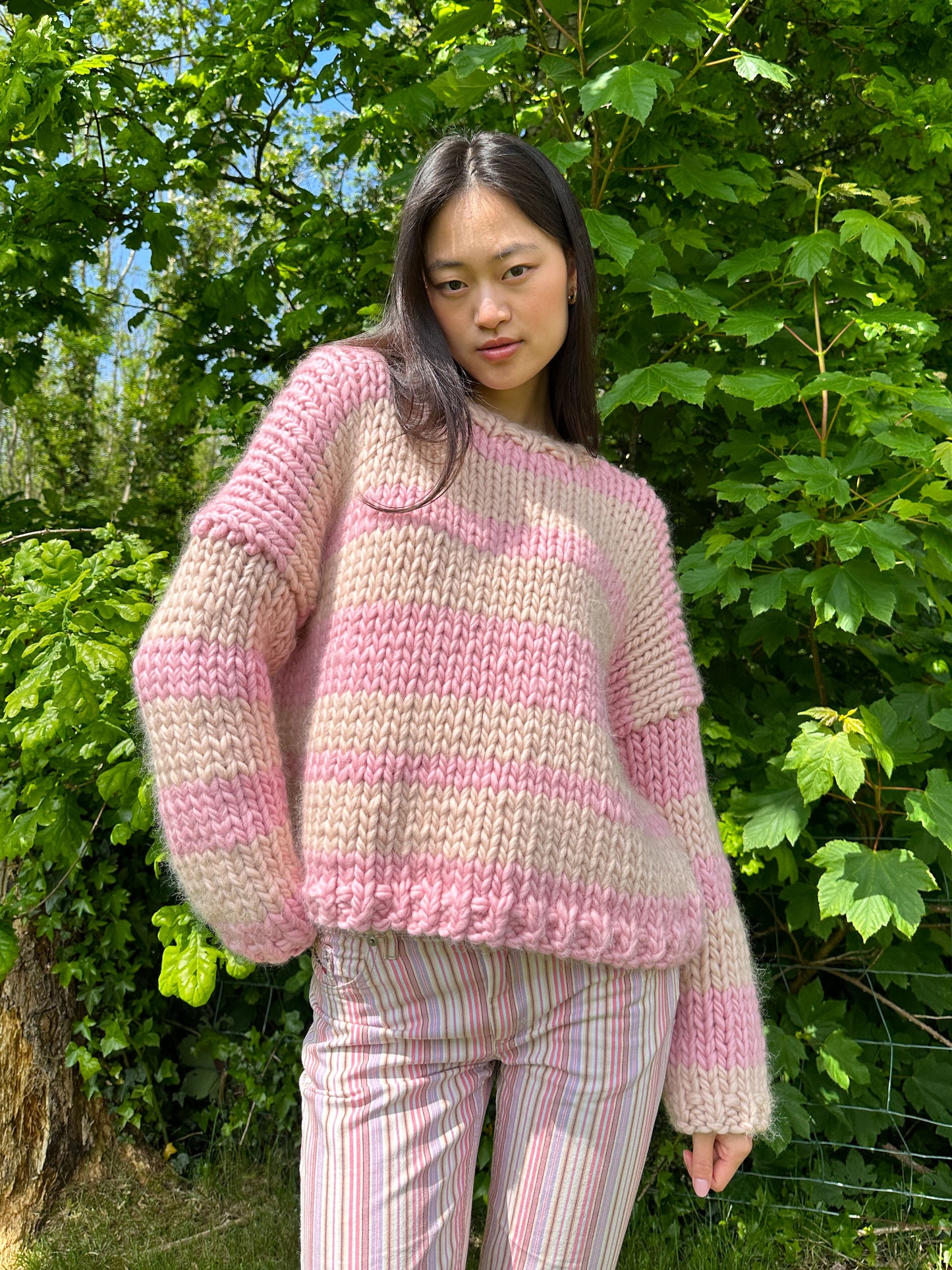 Super Chunky Knit Stripe Sweater Pattern