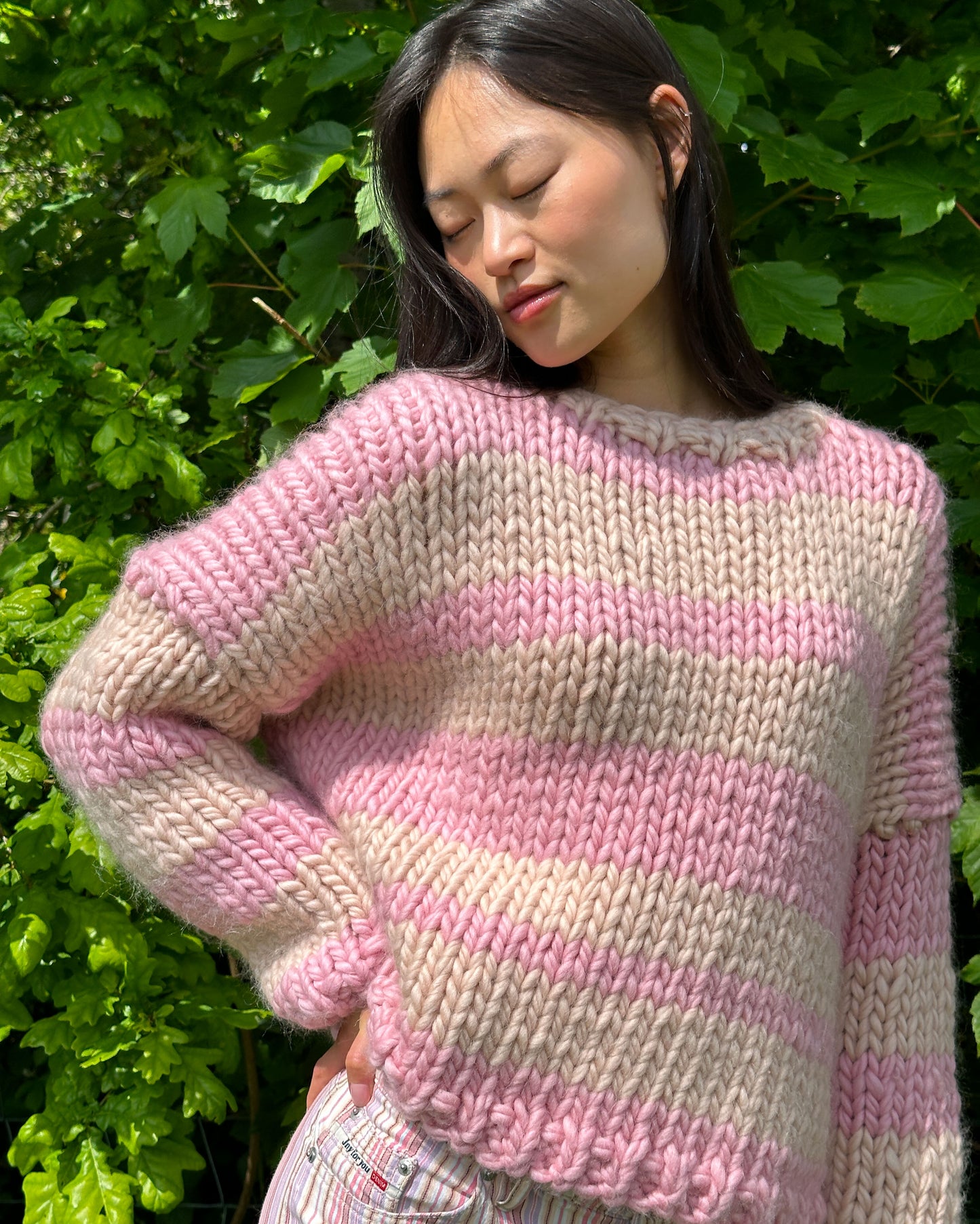 Super Chunky Knit Stripe Sweater Knitting Kit