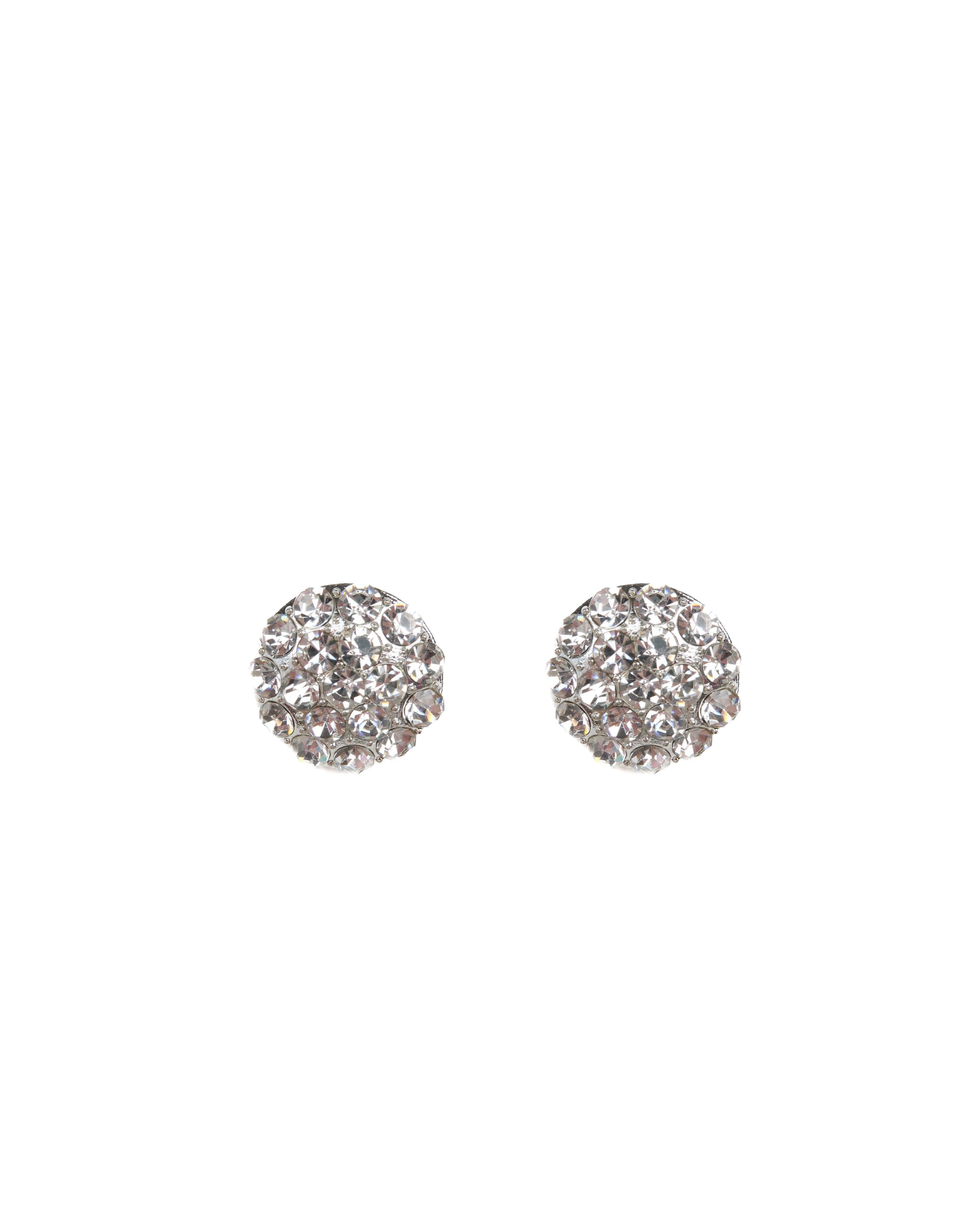 Two silver rhinestone buttons